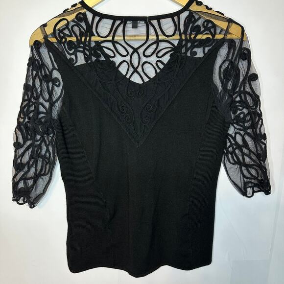 Leo & Ugo Paris France Black Lace Blouse Women's 3 8/10 or Medium - Picture 4 of 5